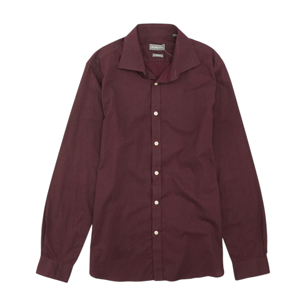 Maroon Polka Dot Long Sleeve Button Down
