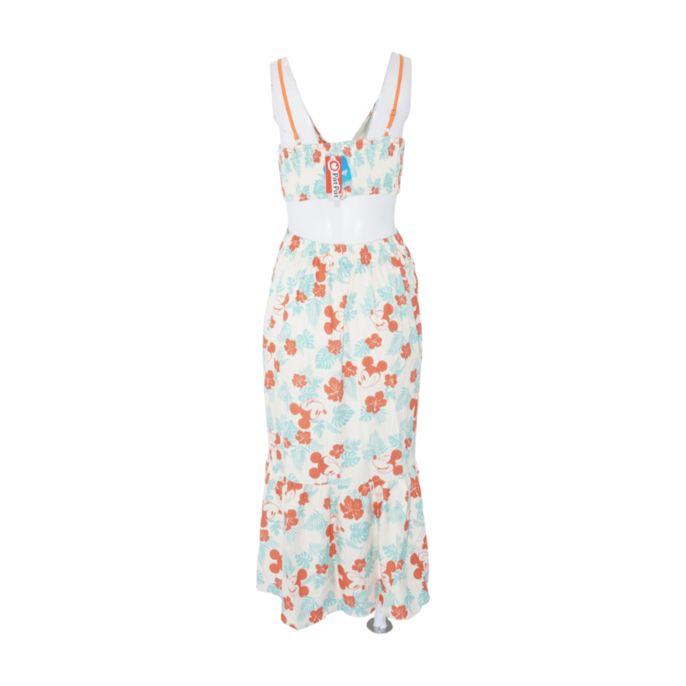 Beige Tropical Midi Dress