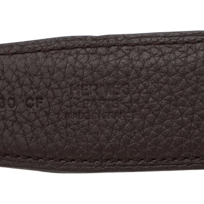 Noir & Chocolat H Martelee Belt Buckle & Reversible Leather Strap 32 mm