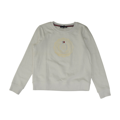 White Solid Sweatshirt Pullover