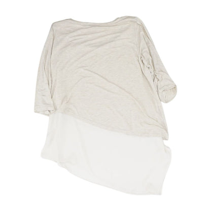 Beige Solid Crewneck Knit Top