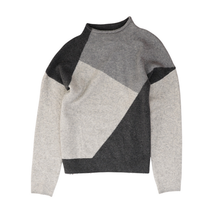 Gray Color Block Pullover Sweater