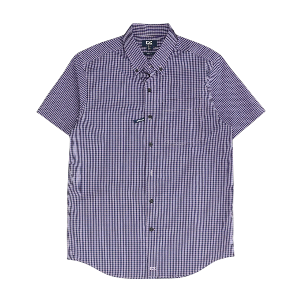 Purple Check Short Sleeve Button Down