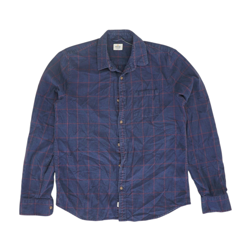 Navy Plaid Flannel Button Down