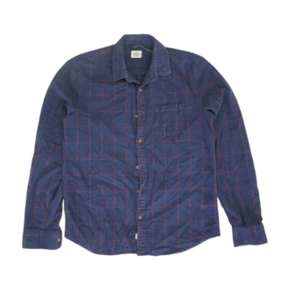 Navy Plaid Flannel Button Down