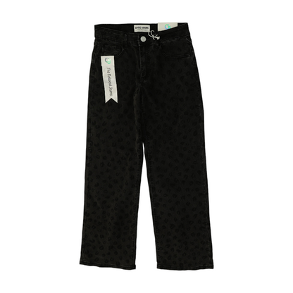 Black Animal Print Relaxed Jeans