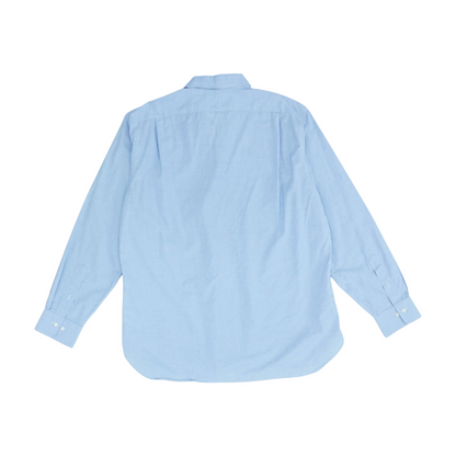 Blue Solid Long Sleeve Button Down