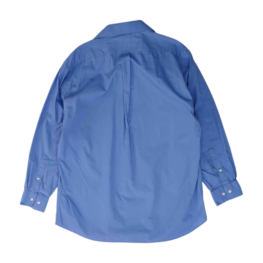 Blue Solid Long Sleeve Button Down