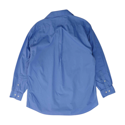 Blue Solid Long Sleeve Button Down