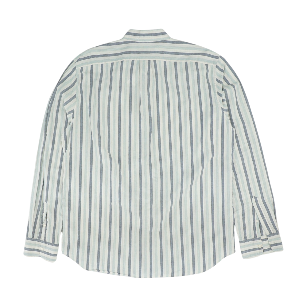 White Tall Striped Long Sleeve Button Down