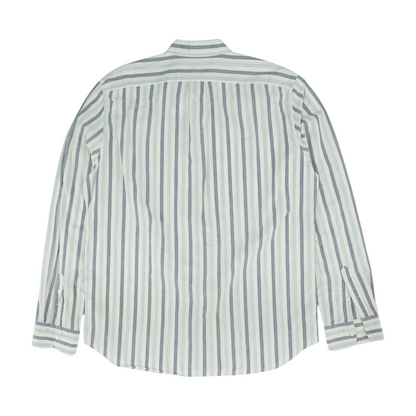 White Tall Striped Long Sleeve Button Down