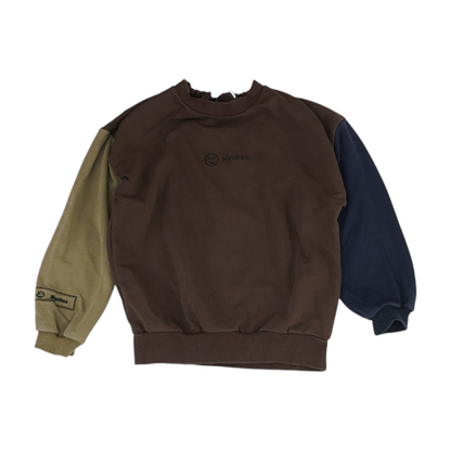 Brown Color Block Sweatshirt Pullover