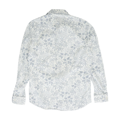 White Print Long Sleeve Button Down
