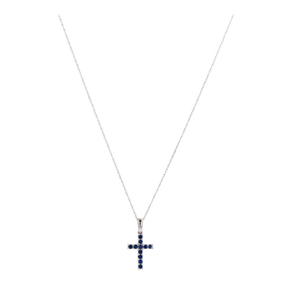 1/4 ctw 14K White Gold Sapphire Pendant Necklace