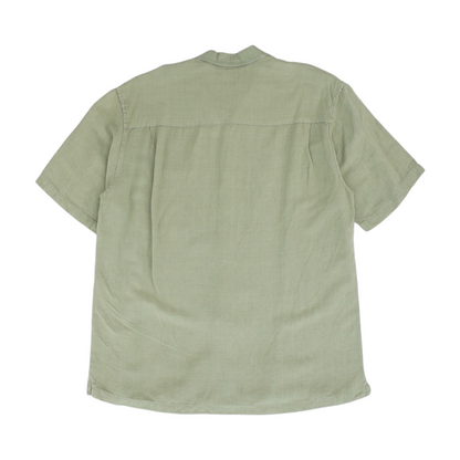 Green Solid Short Sleeve Button Down