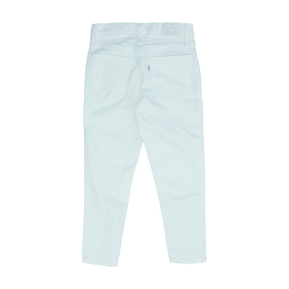 White Solid Denim Capris