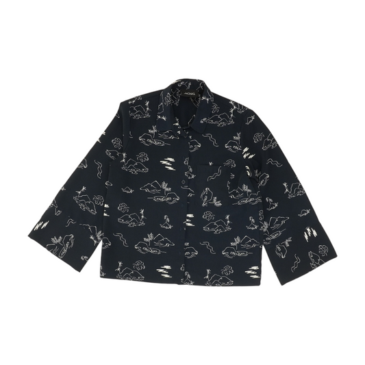 Navy Graphic Button Down