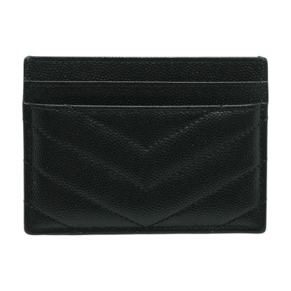 Cassandre Matelesse Card Case in Black Grain De Poudre Leather