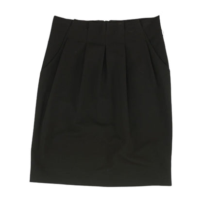 Black Solid Midi Skirt