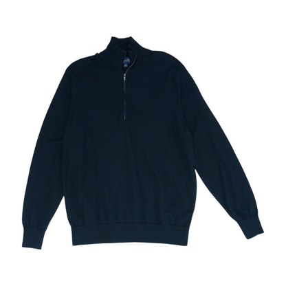 Black Solid 1/4 Zip Sweater