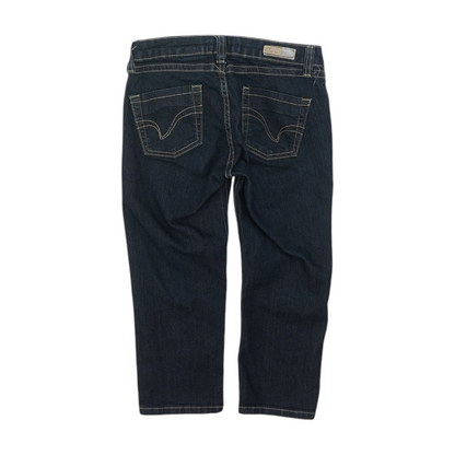 Blue Solid Denim Capris