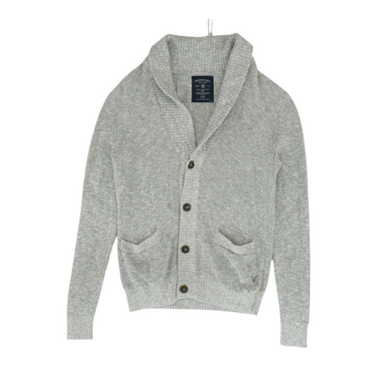 Gray Solid Cardigan Sweater