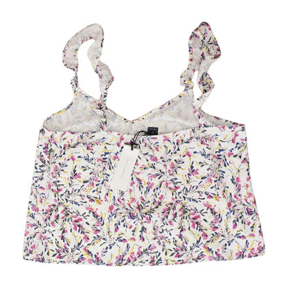 White Floral Sleeveless Blouse