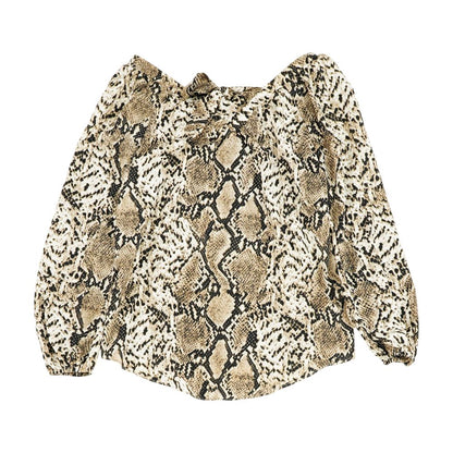 Brown Animal Print Long Sleeve Blouse