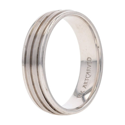 14K White Gold Grooved Band