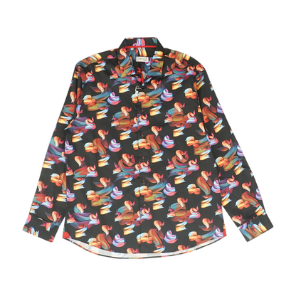 Multi Print Long Sleeve Button Down
