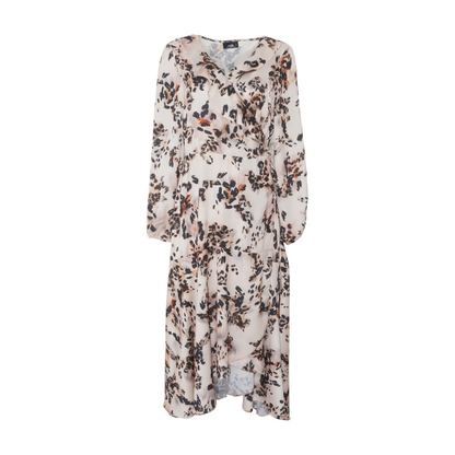 Beige Animal Print Midi Dress