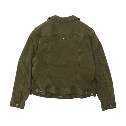 Green Solid Denim Jacket