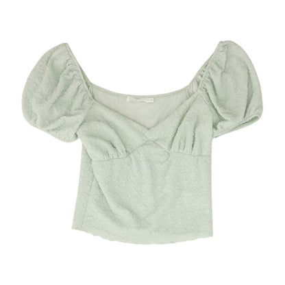 Green Graphic Cropped Blouse