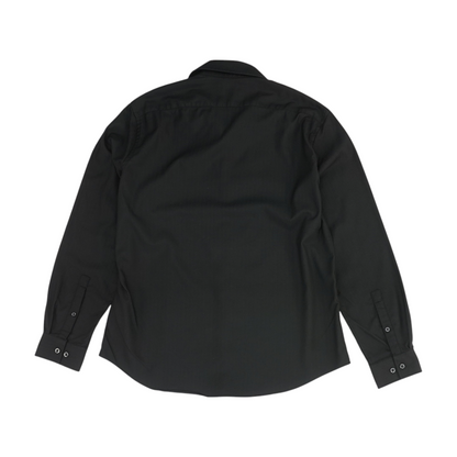 Black Solid Long Sleeve Button Down
