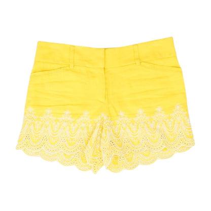 Yellow Embroidery Detail Shorts