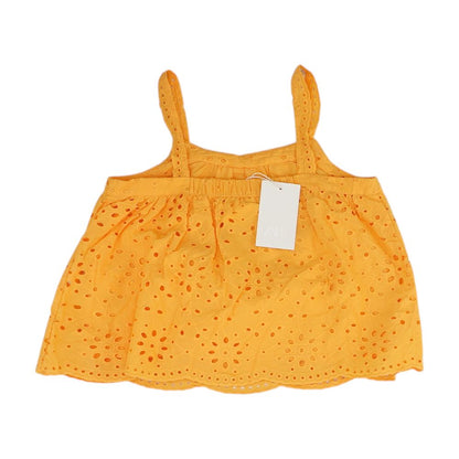 Orange Eyelet Knit Top