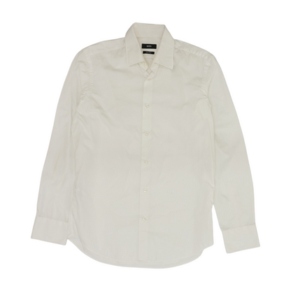 White Solid Long Sleeve Button Down