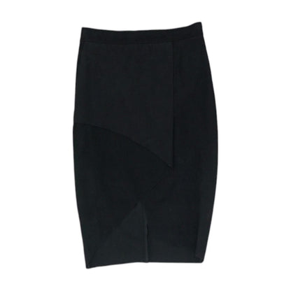 Black Solid Midi Skirt