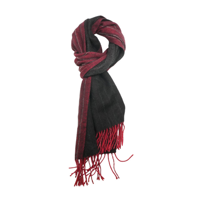 Red Striped 100% Cashmere Scarf