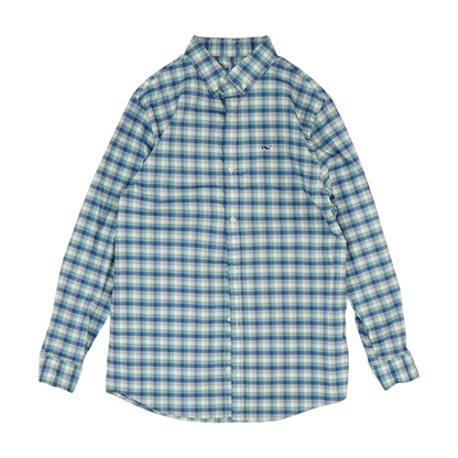 Blue Plaid Long Sleeve Button Down