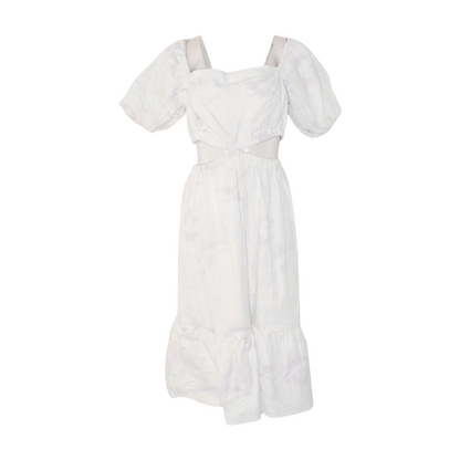 White Abstract Midi Dress