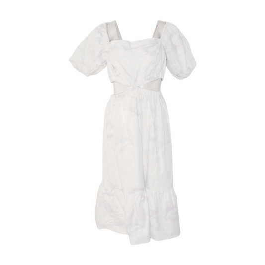 White Abstract Midi Dress
