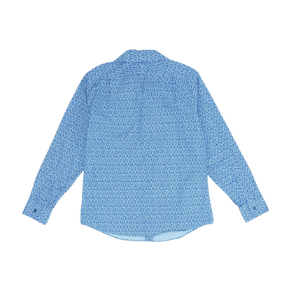 Blue Abstract Long Sleeve Button Down