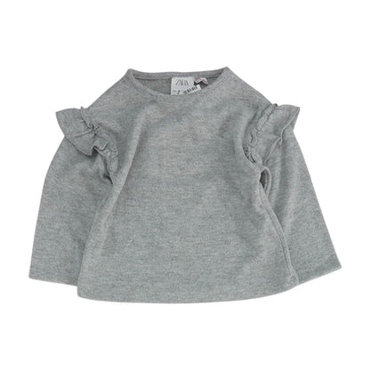 Gray Solid Knit Top