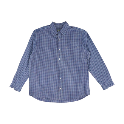 Navy Plaid Long Sleeve Button Down