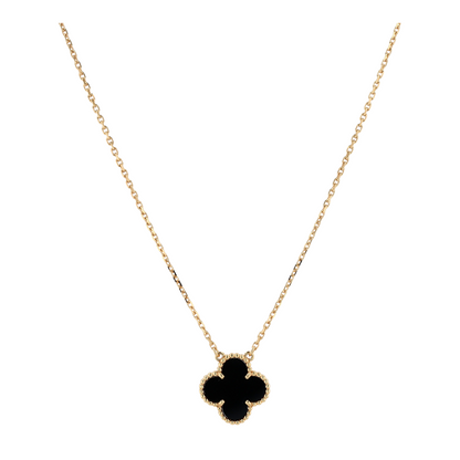 18K Yellow Gold Onyx Pendant Necklace