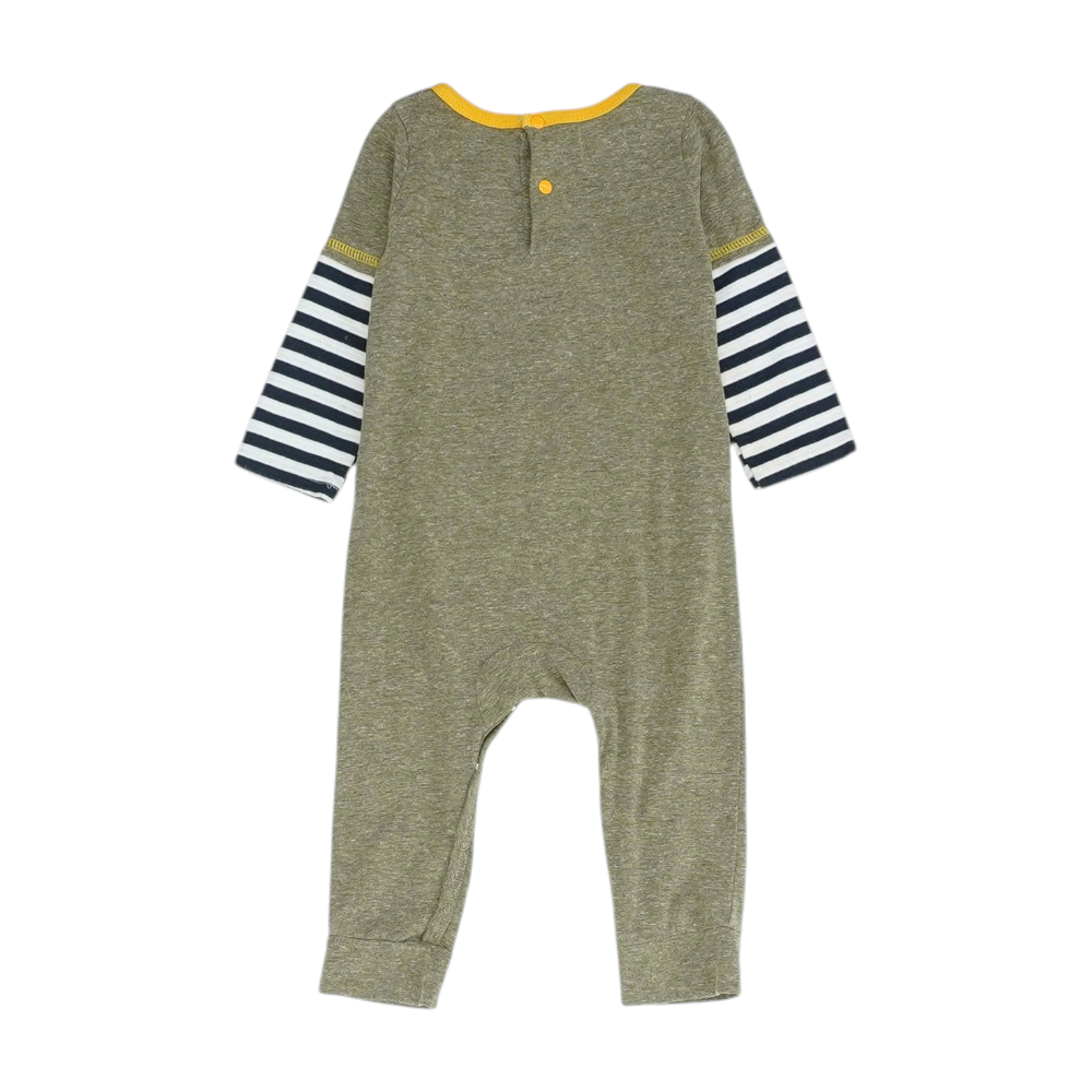 Green Color Block Long Sleeve One-Piece
