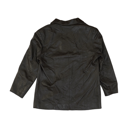 Brown Solid Leather Jacket