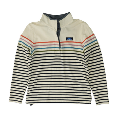 White Striped 1/4 Zip Pullover