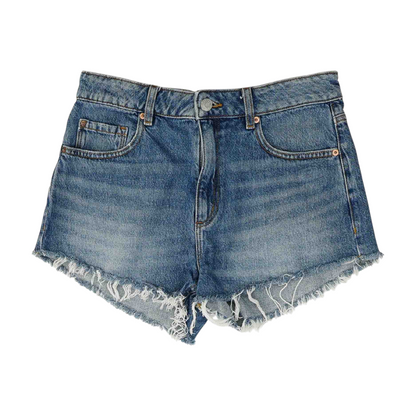 Blue Solid Denim Shorts